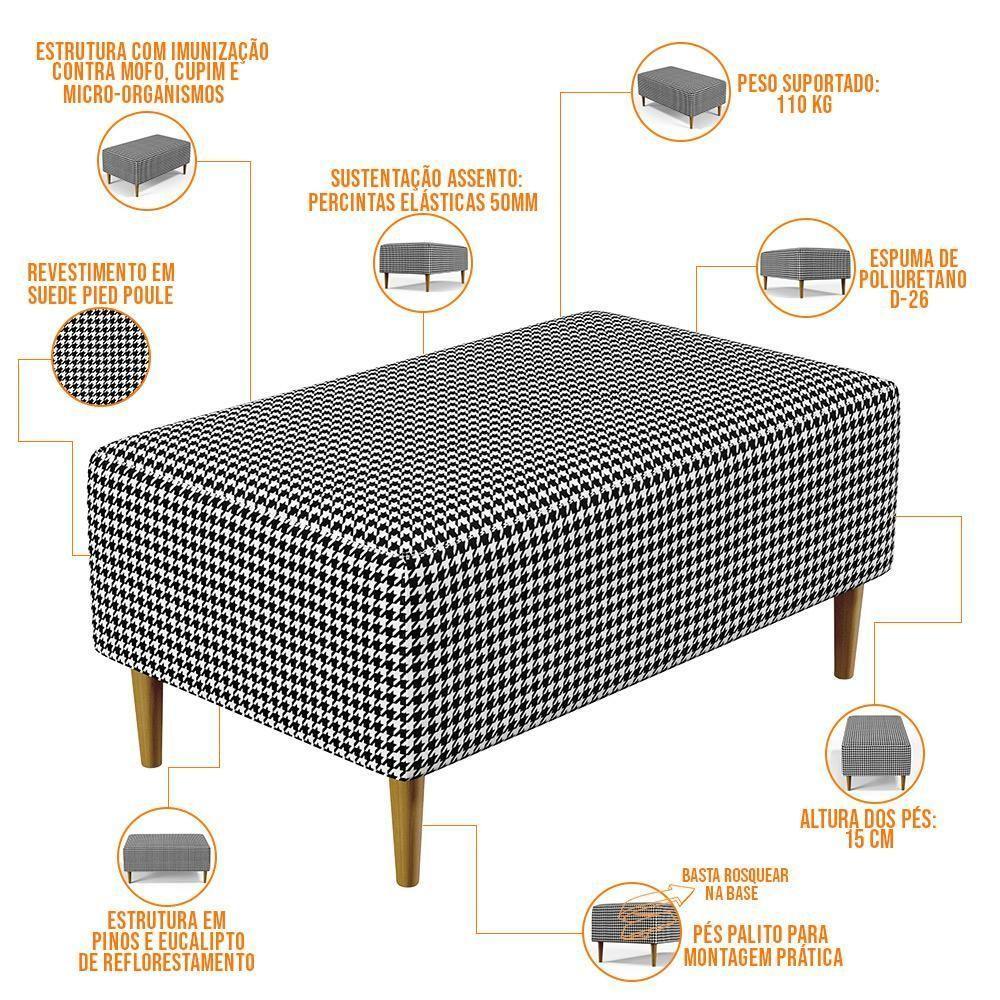 Kit 02 Puffs Cléo W01 Pés Palito 90 Cm Pied Poule - 6