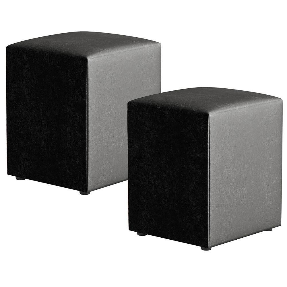 Kit 02 Puffs Quadrado L02 Couríssimo Preto - 1