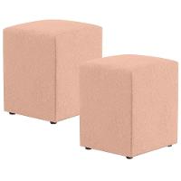 Kit 02 Puffs Quadrado L02 Linho Rosê - 1