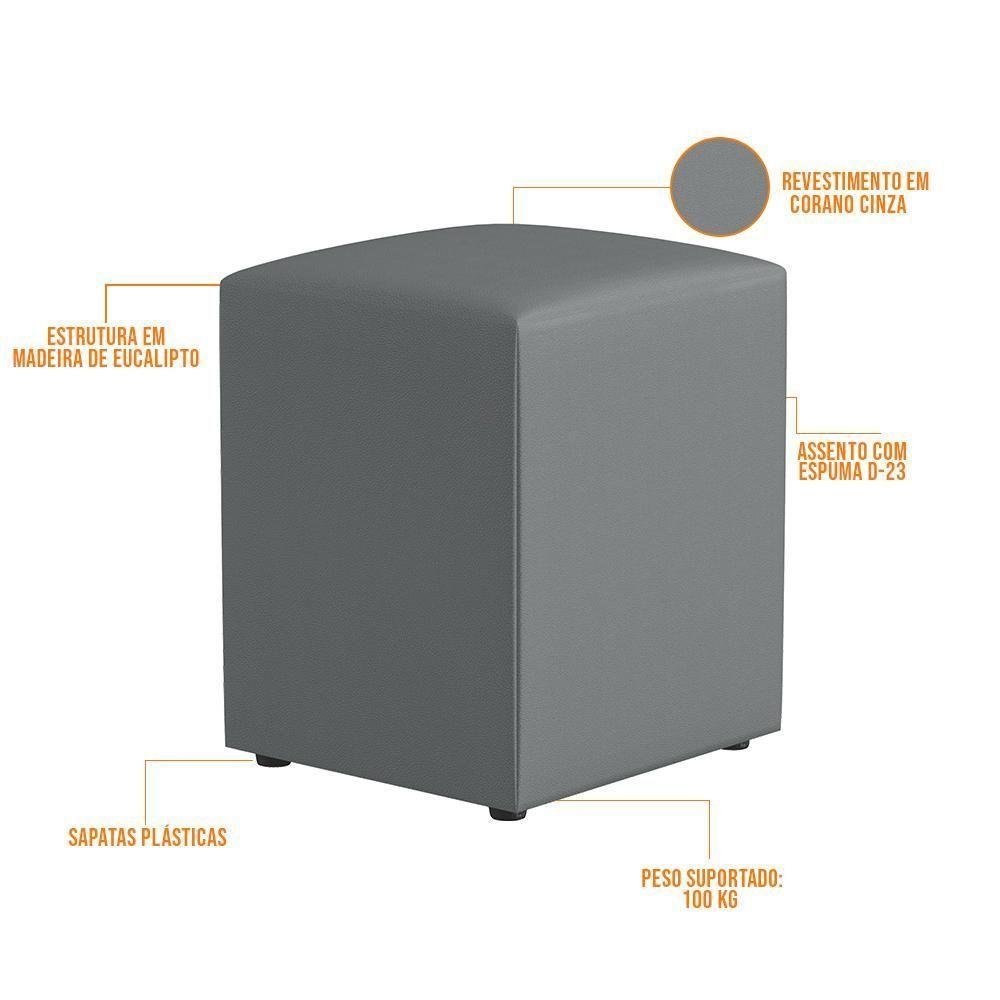 Kit 02 Puffs Quadrado L02 Corano Cinza - 4
