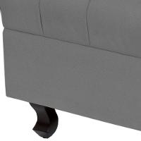 Kit 02 Puffs París Luis Xv Capitone Suede Cinza Pés Madeira