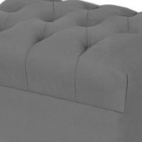 Kit 02 Puffs París Luis Xv Capitone Suede Cinza Pés Madeira - 5