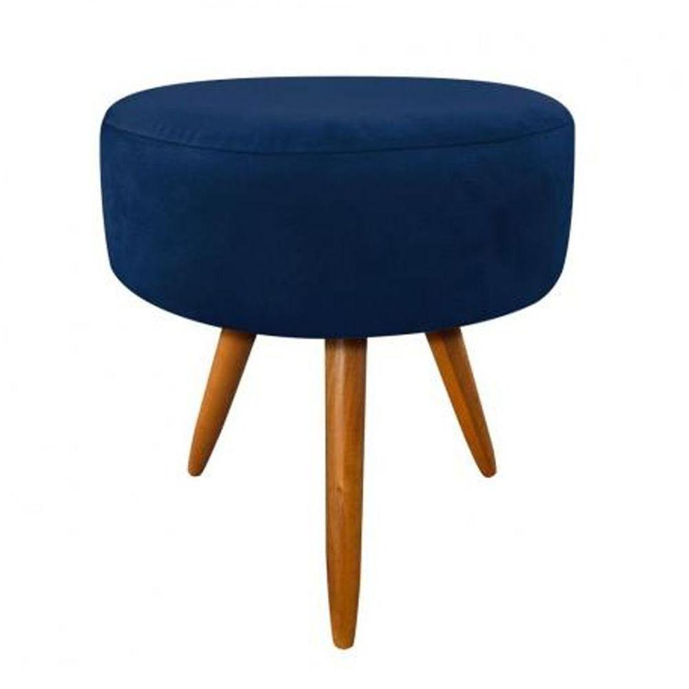 Kit 2 Puf, Puff Para Sala, Puff Redondo, Suede Azul Marinho - 2