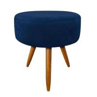 Kit 2 Puf, Puff Para Sala, Puff Redondo, Suede Azul Marinho - 2