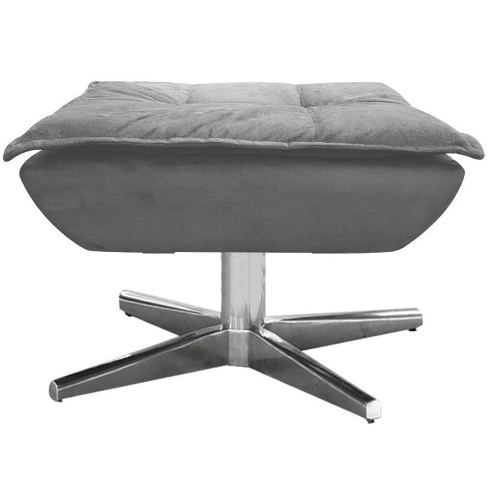 Kit 2 Puff'S Decorativos Base Giratória Cromada Charger Suede Grafite G19 - Gran Belo - 2