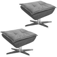 Kit 2 Puff'S Decorativos Base Giratória Cromada Charger Suede Grafite G19 - Gran Belo - 1