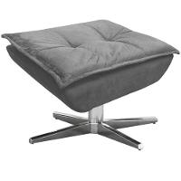 Kit 2 Puff'S Decorativos Base Giratória Cromada Charger Suede Grafite G19 - Gran Belo - 3