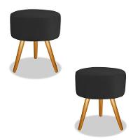 Kit 2 Puff Suede Preto/Black Para Sala, Quarto E Bancada - 1