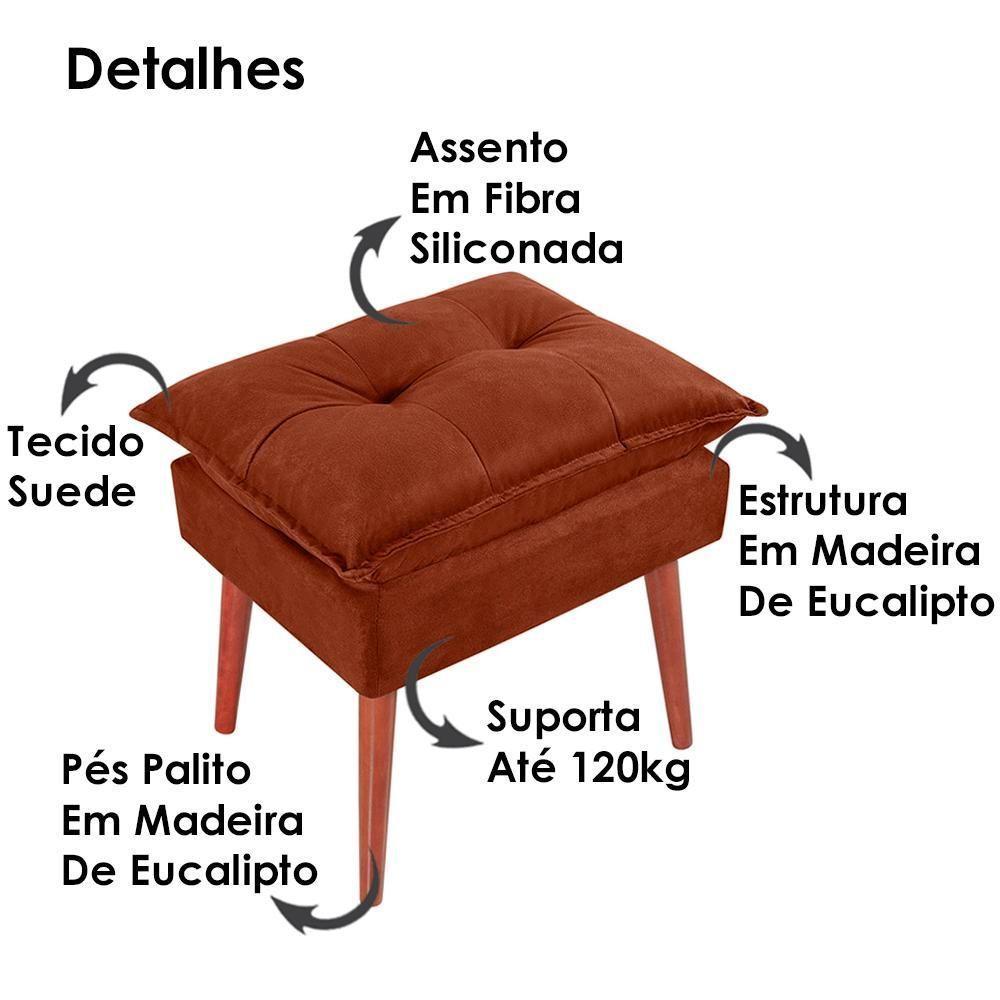 Kit 2 Puff Puf Opall Pes Palito 55X40Cm Suede Terra Cota Mpassos Terra Cota - 5