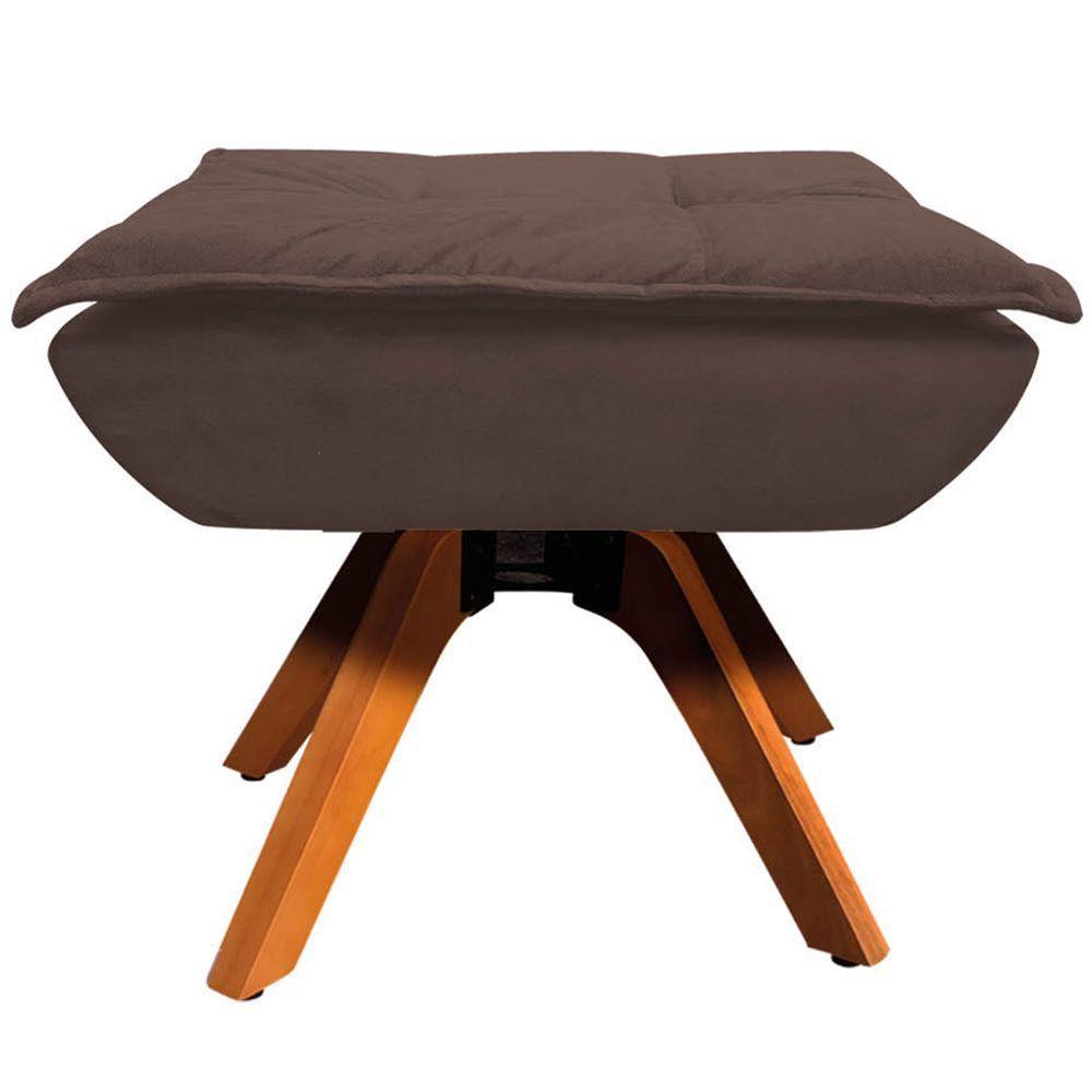 Kit 2 Puff'S Decorativos Base Giratória Em Madeira Charger Suede Marrom G19 - Gran Belo - 2