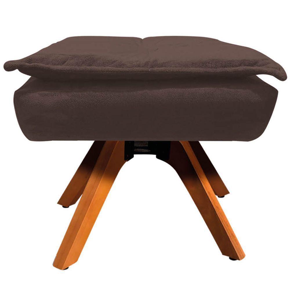 Kit 2 Puff'S Decorativos Base Giratória Em Madeira Charger Suede Marrom G19 - Gran Belo - 3
