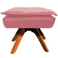 Kit 2 Puff'S Decorativos Base Giratória Em Madeira Charger Suede Rosê G19 - Gran Belo