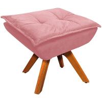 Kit 2 Puff'S Decorativos Base Giratória Em Madeira Charger Suede Rosê G19 - Gran Belo - 7