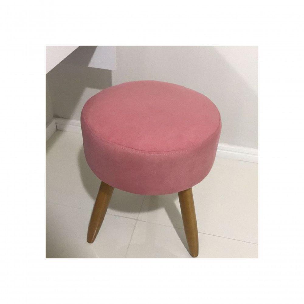 Kit 2 Puff Banqueta para Bancada de Maquiagem Suede Rosê Pés Palitos - 1