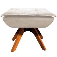 Kit 2 Puff'S Decorativos Base Giratória Em Madeira Charger Suede Bege G19 - Gran Belo - 2