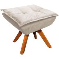 Kit 2 Puff'S Decorativos Base Giratória Em Madeira Charger Suede Bege G19 - Gran Belo