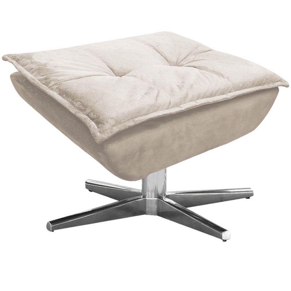 Kit 2 Puff'S Decorativos Base Giratória Cromada Charger Suede Bege G19 - Gran Belo - 4