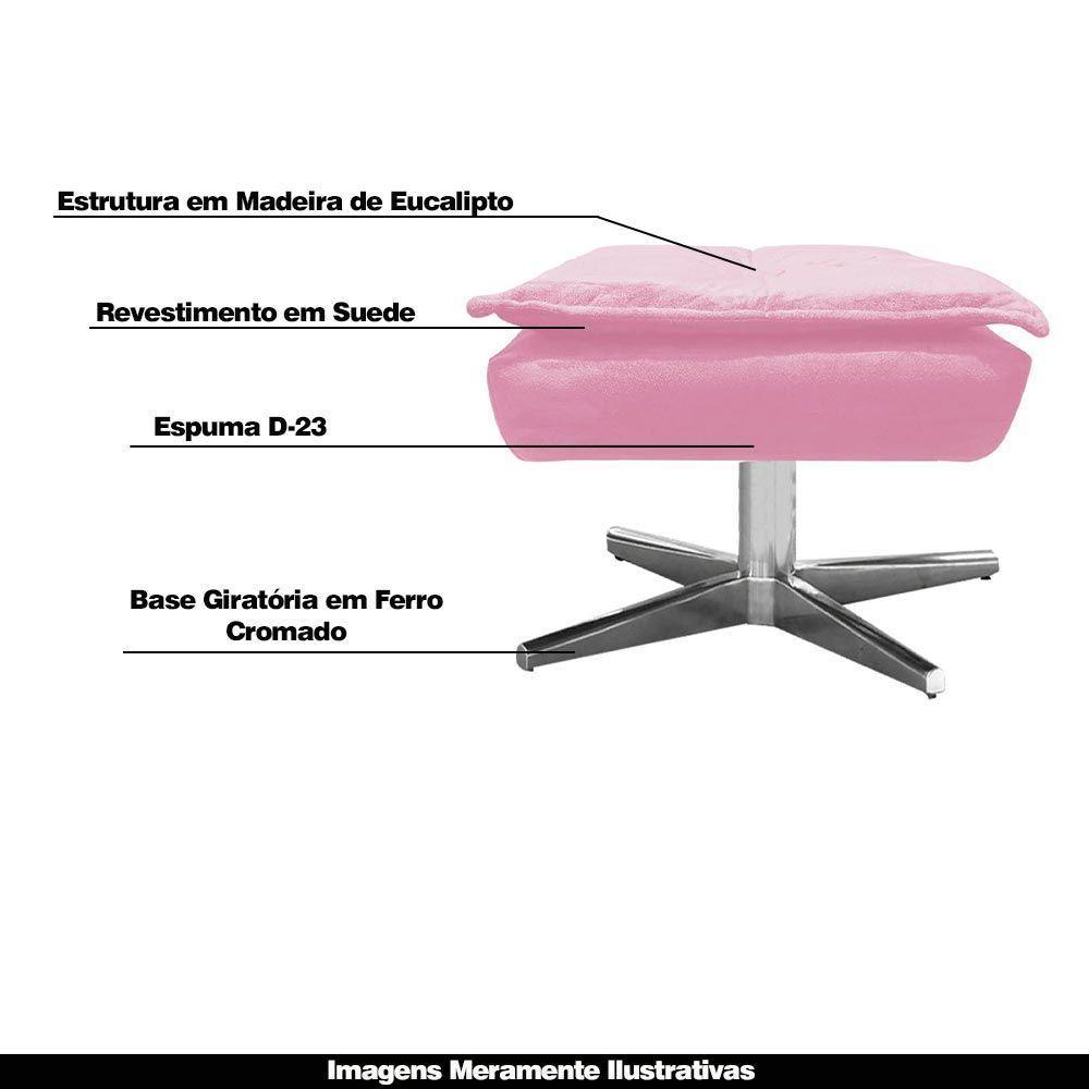 Kit 2 Puff'S Decorativos Base Giratória Cromada Charger Suede Rosa G19 - Gran Belo - 7