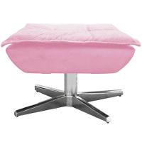 Kit 2 Puff'S Decorativos Base Giratória Cromada Charger Suede Rosa G19 - Gran Belo - 3