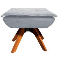 Kit 2 Puff'S Decorativos Base Giratória Em Madeira Charger Suede Cinza G19 - Gran Belo - 2