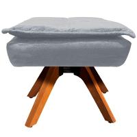 Kit 2 Puff'S Decorativos Base Giratória Em Madeira Charger Suede Cinza G19 - Gran Belo - 3