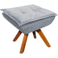 Kit 2 Puff'S Decorativos Base Giratória Em Madeira Charger Suede Cinza G19 - Gran Belo