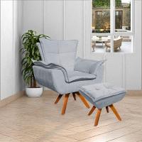 Kit 2 Puff'S Decorativos Base Giratória Em Madeira Charger Suede Cinza G19 - Gran Belo - 8