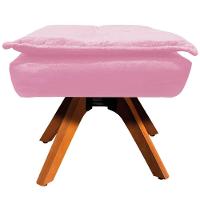 Kit 2 Puff'S Decorativos Base Giratória Em Madeira Charger Suede Rosa G19 - Gran Belo - 3