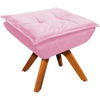 Kit 2 Puff'S Decorativos Base Giratória Em Madeira Charger Suede Rosa G19 - Gran Belo