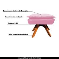 Kit 2 Puff'S Decorativos Base Giratória Em Madeira Charger Suede Rosa G19 - Gran Belo - 6