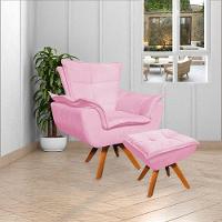 Kit 2 Puff'S Decorativos Base Giratória Em Madeira Charger Suede Rosa G19 - Gran Belo - 8