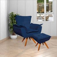 Kit 2 Puff'S Decorativos Base Giratória Em Madeira Charger Suede Azul Marinho G19 - Gran Belo - 8