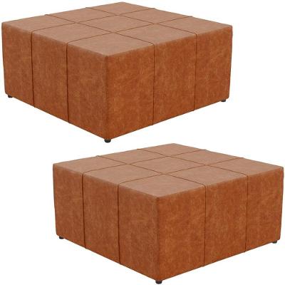 Kit 2 Puffs Quadrado Milano 90x90cm W01 Couríssimo Camel