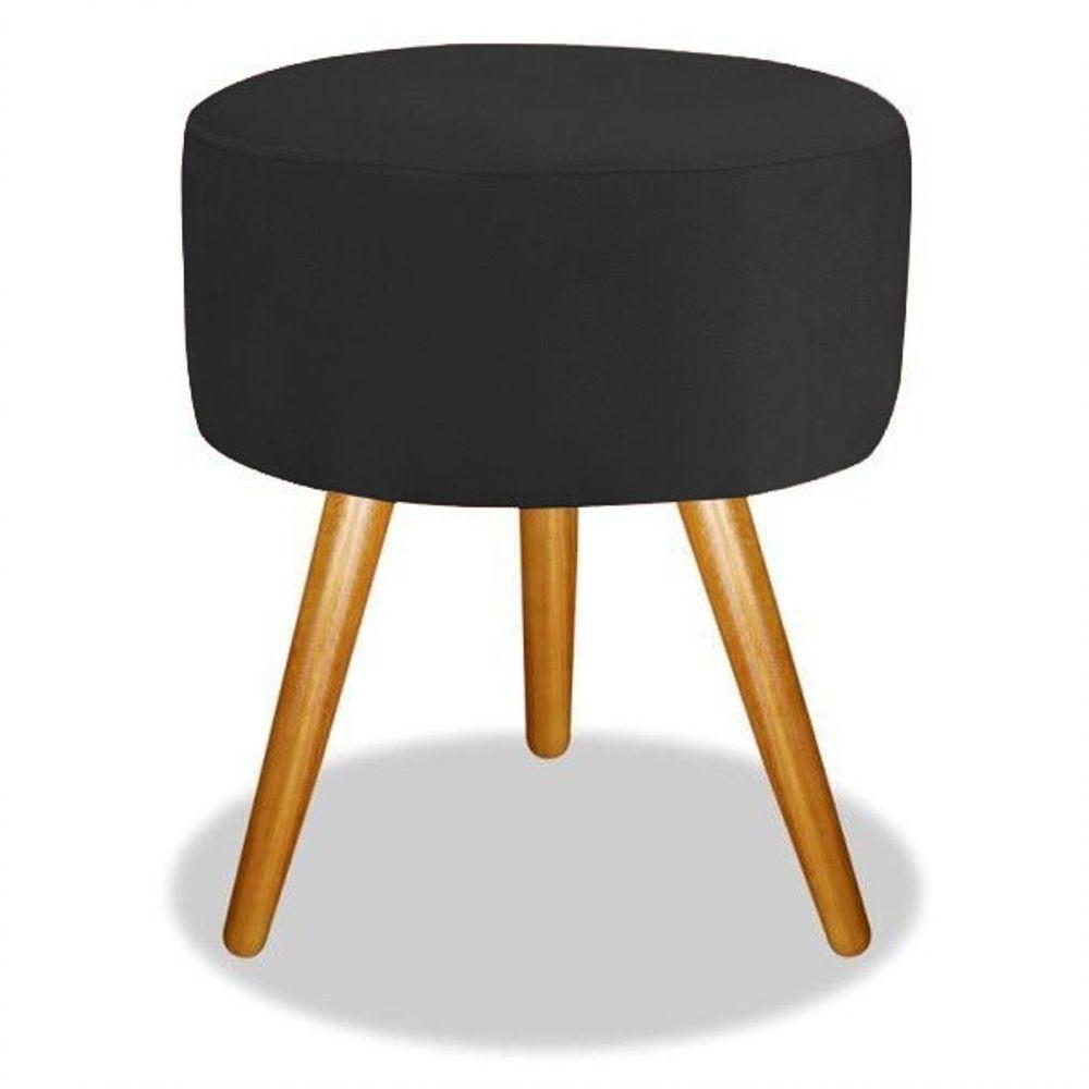 Puf Puff Para Sala Camarim Maquiagem Banqueta Redonda Preto - 1
