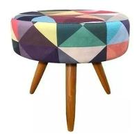 Puff Banqueta Magnus Redondo Triangulo Pés Castanho - 2