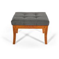 Puff De Madeira Com Estofado Retangular Veneza Cinza - 2