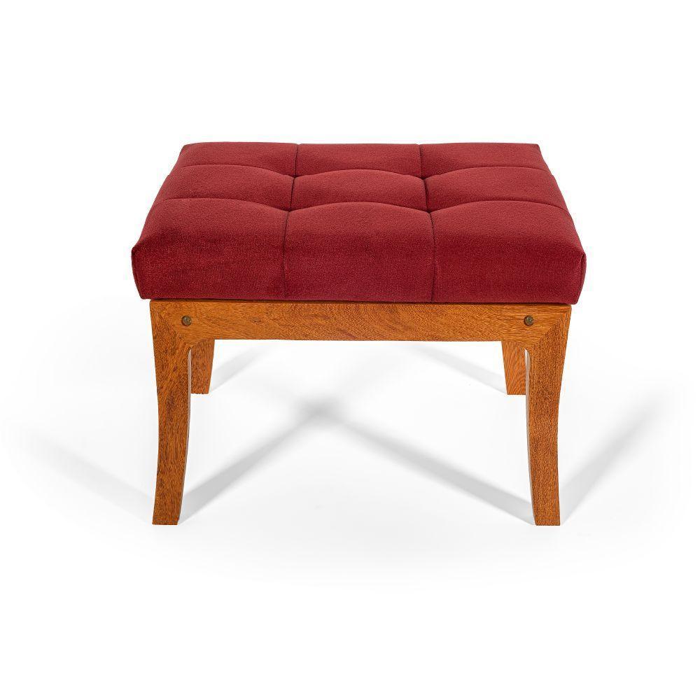 Puff De Madeira Com Estofado Retangular Vezena Bordô - 2