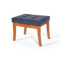 Puff De Madeira Com Estofado Retangular Veneza Azul - 1
