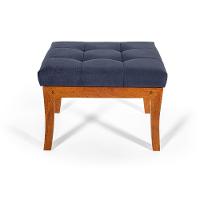 Puff De Madeira Com Estofado Retangular Veneza Azul - 2