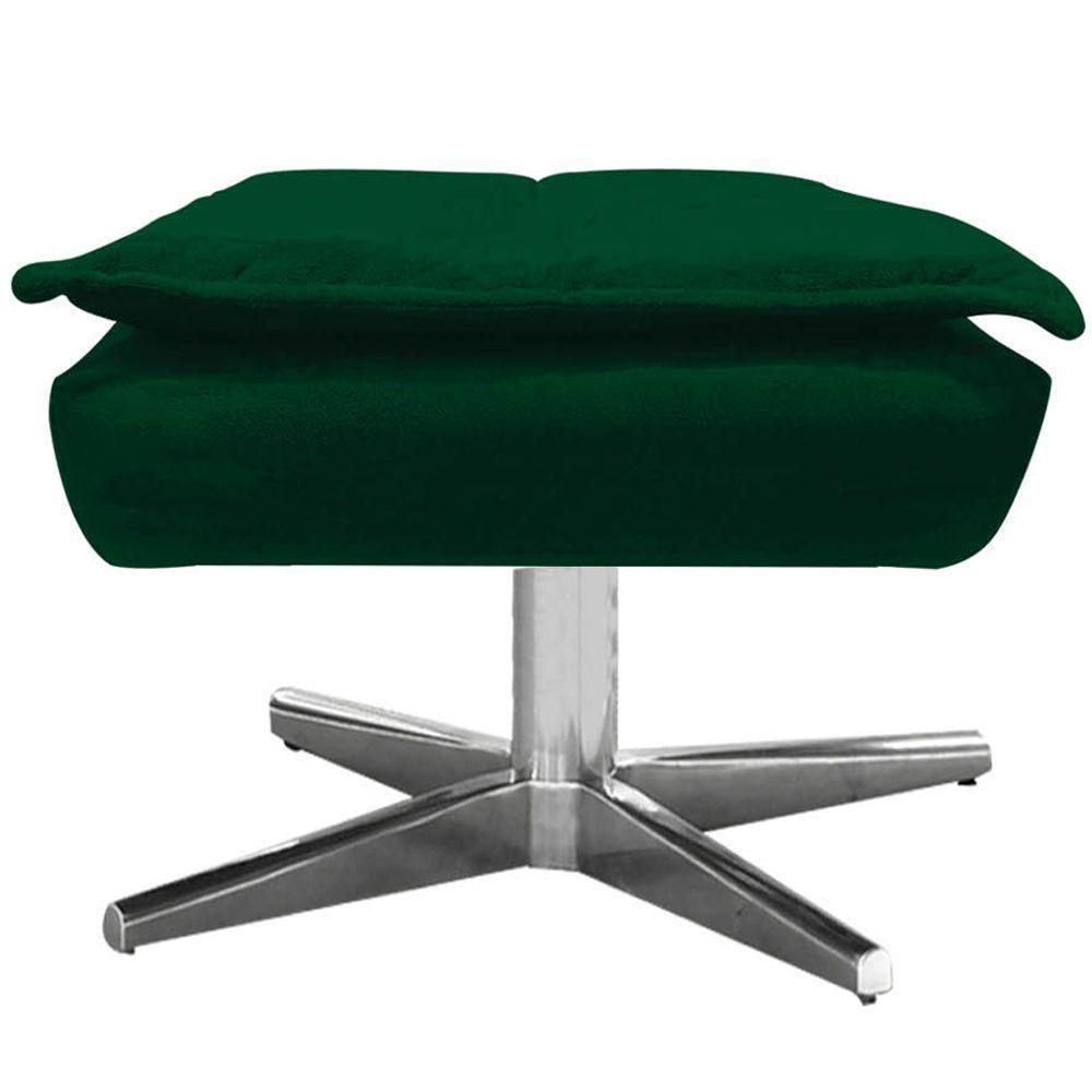 Puff Decorativo Base Giratória Cromada Charger Suede Verde G19 - Gran Belo - 3