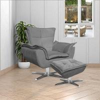 Puff Decorativo Base Giratória Cromada Charger Suede Grafite G19 - Gran Belo - 7