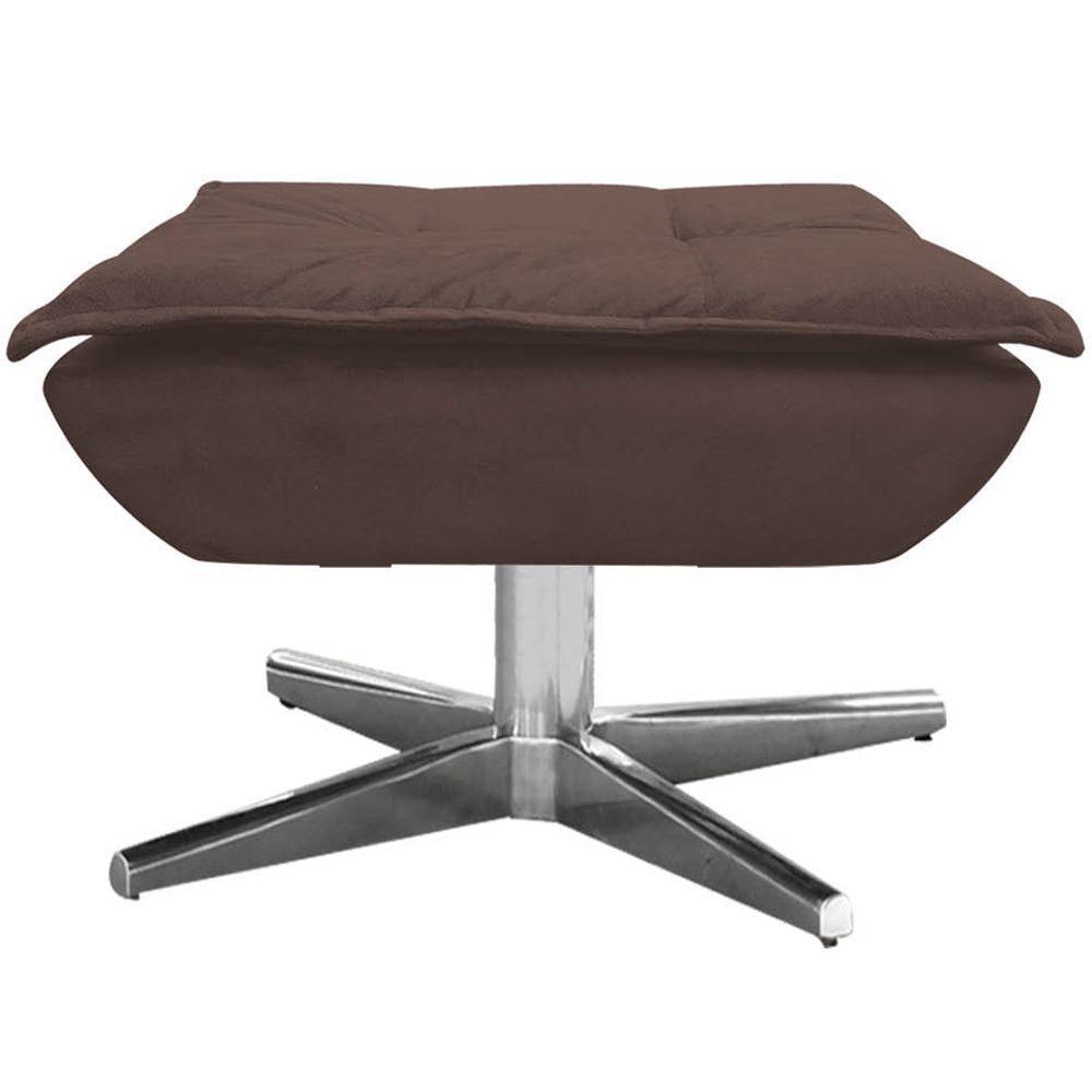 Puff Decorativo Base Giratória Cromada Charger Suede Marrom G19 - Gran Belo - 2