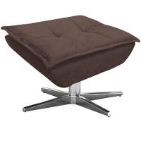 Puff Decorativo Base Giratória Cromada Charger Suede Marrom G19 - Gran Belo - 1
