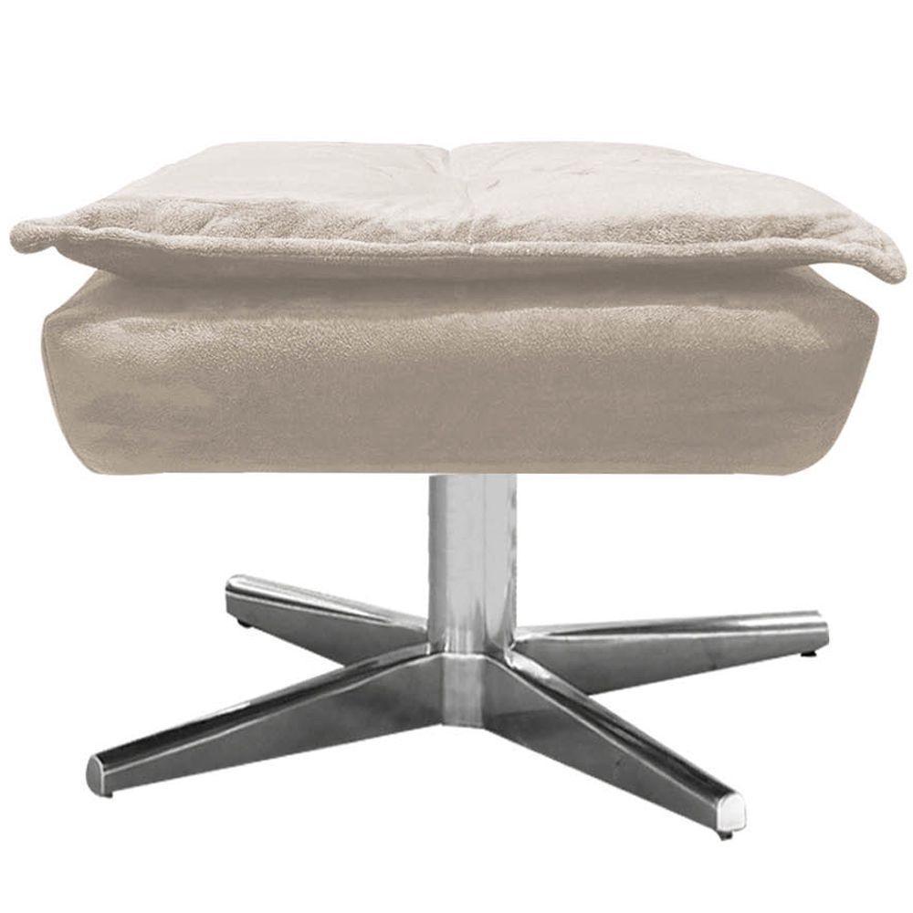 Puff Decorativo Base Giratória Cromada Charger Suede Bege G19 - Gran Belo - 2