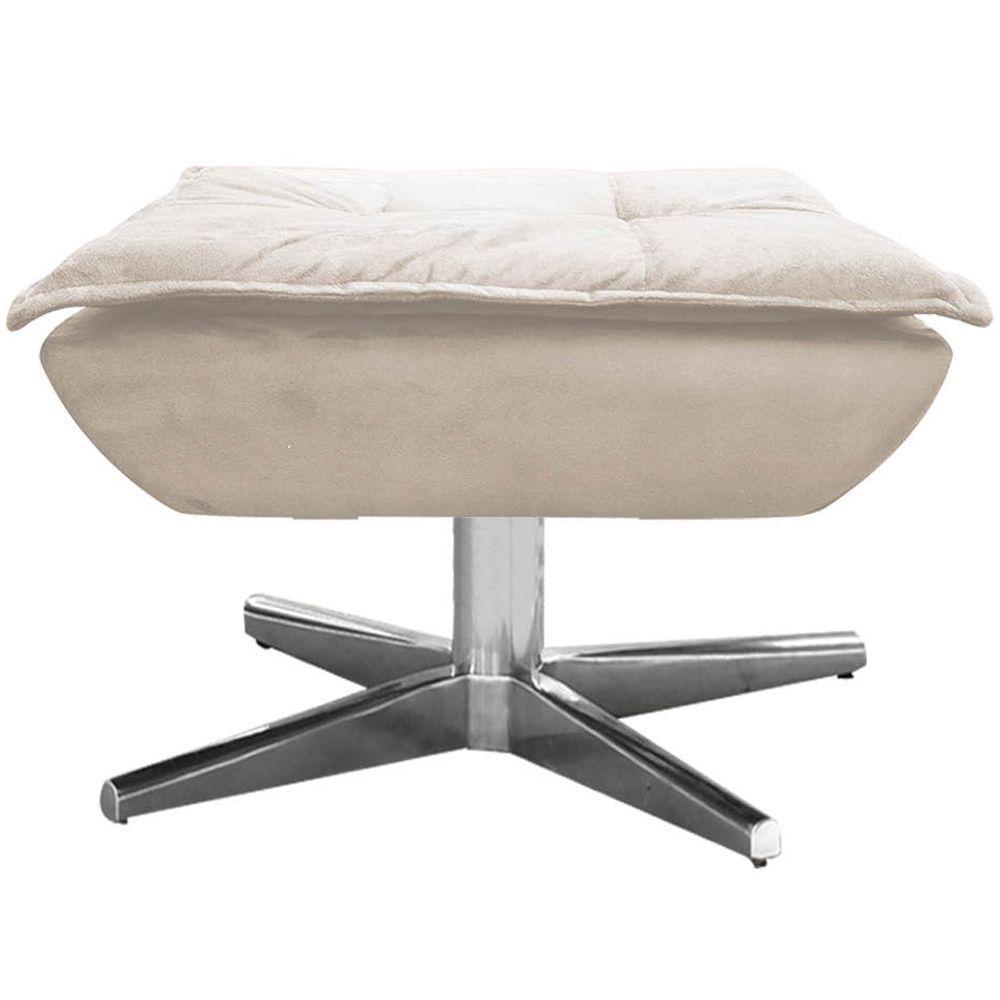 Puff Decorativo Base Giratória Cromada Charger Suede Bege G19 - Gran Belo - 3