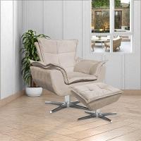 Puff Decorativo Base Giratória Cromada Charger Suede Bege G19 - Gran Belo - 7