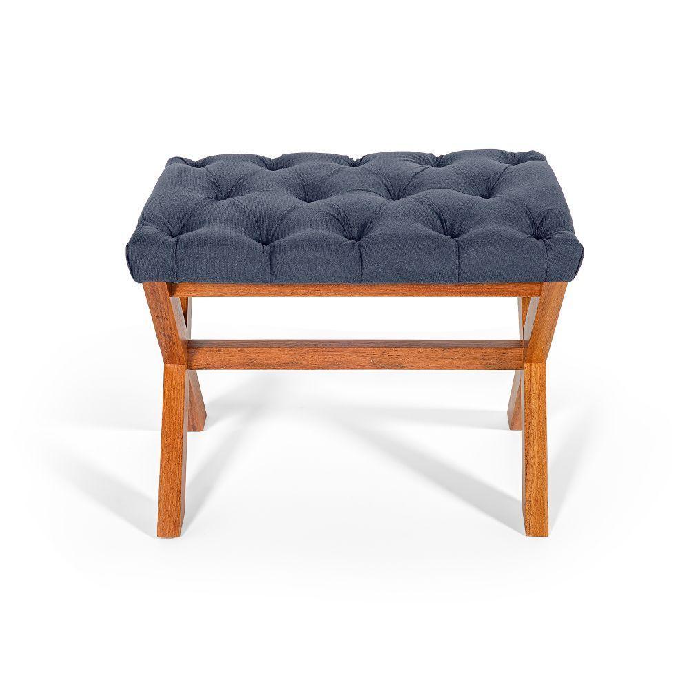 Puff Estofado Em Capitonê Retangular Eggeu Azul - 3