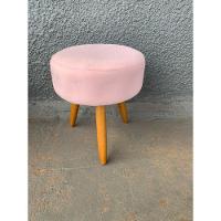 Puff Magnus Redondo Decorativo Pé Palito Suede Rosa Bebê - 2