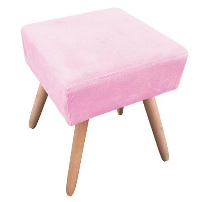 Puff Ibiza Quadrado Suede Rosa Bebê Natural