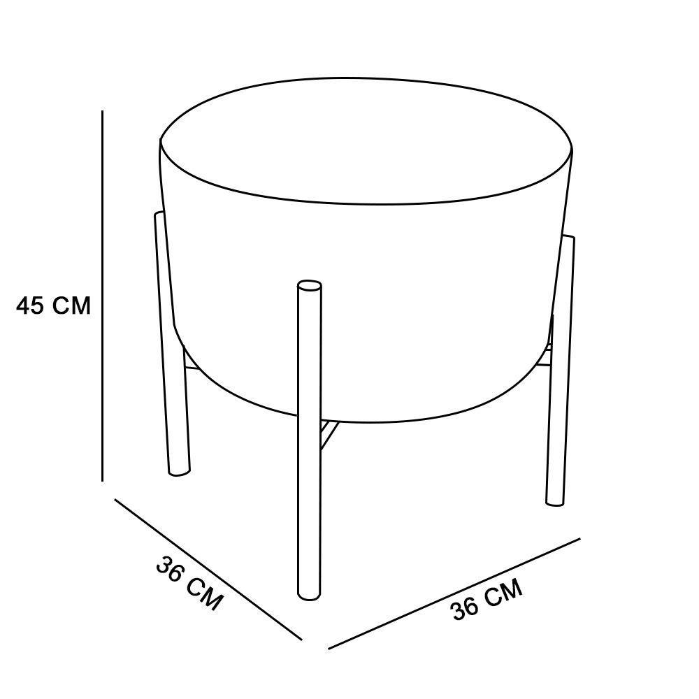 Puff Iron Suede Base Cobre Palito Cinza - 7